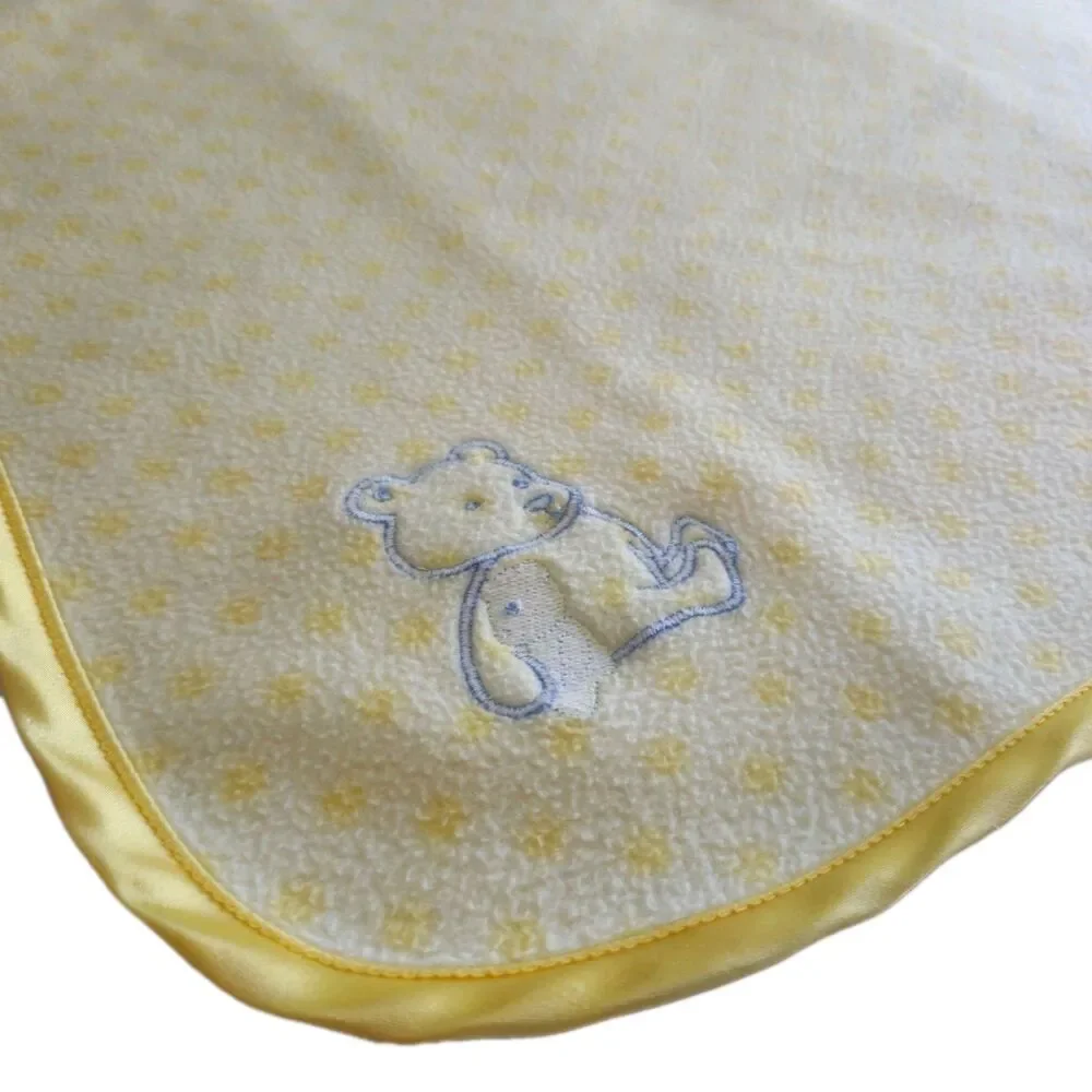 VTG Child‎ of Mine by Carter's Yellow Polka Dot Blue Teddy Fleece Baby Blanket
